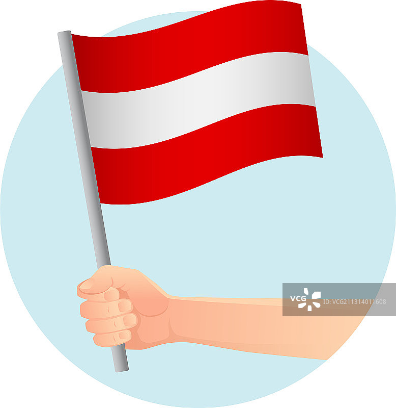 手中的奥地利国旗图片素材