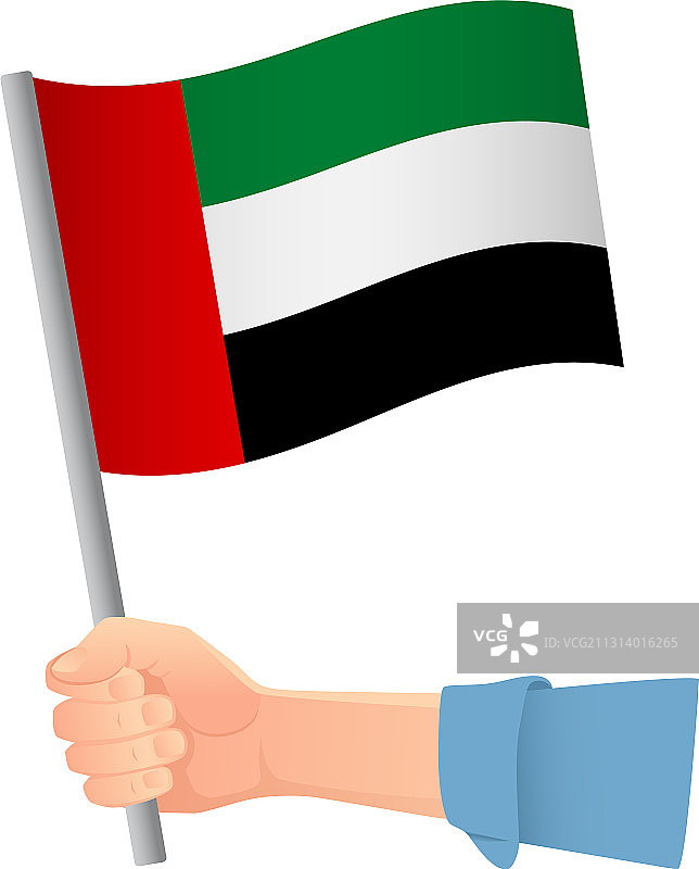 手中的阿拉伯联合酋长国国旗图片素材
