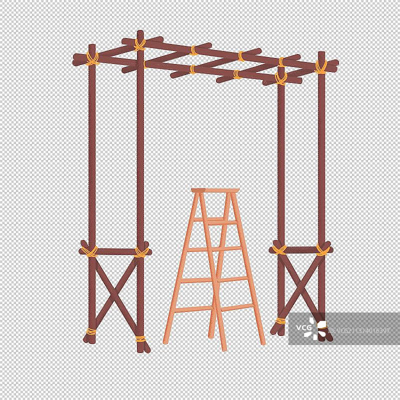 木架和梯子扁平风格图片素材