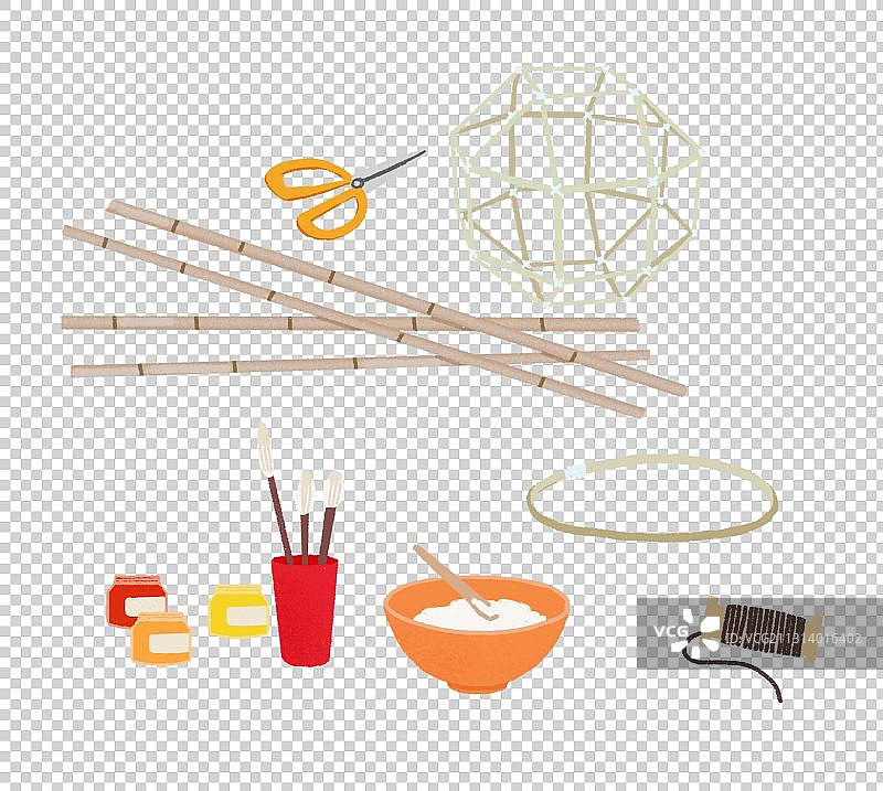 剪刀颜料浆糊制作工具材料扁平风格图片素材