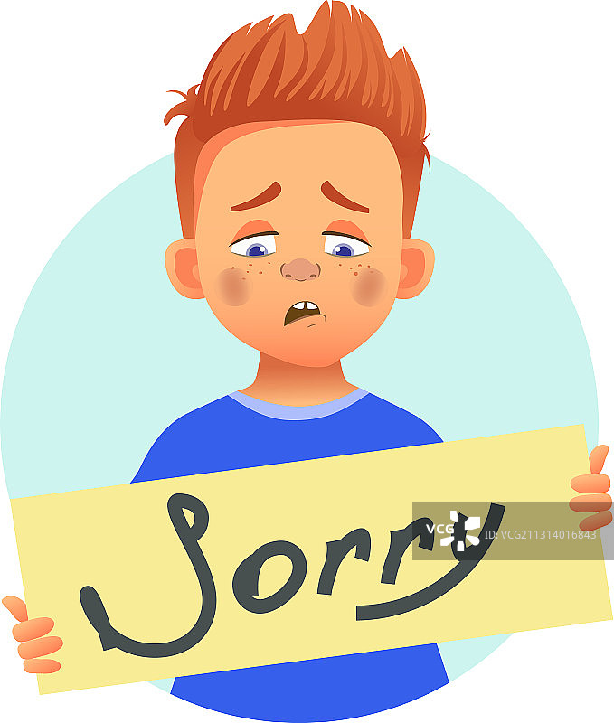 拿着“对不起”字样的男孩图片素材