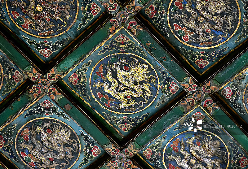 景山公园观德殿正殿金漆彩绘（局部）图片素材