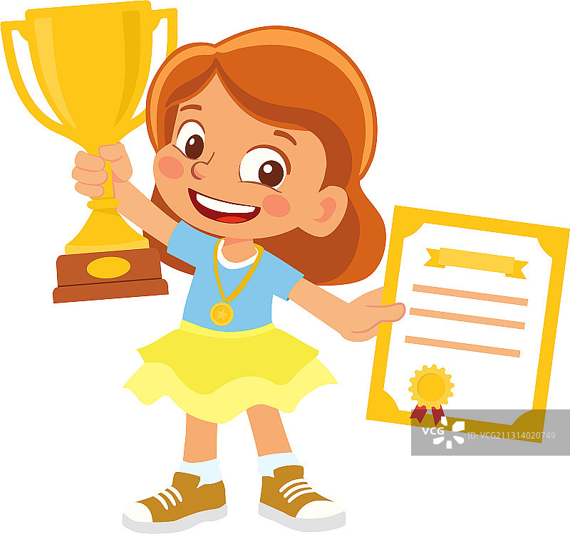 拿着奖杯的男孩图片素材