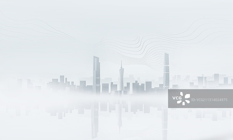 广州小蛮腰地标城市剪影插画图片素材