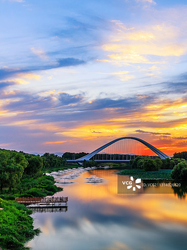 滨河公园晚霞图片素材