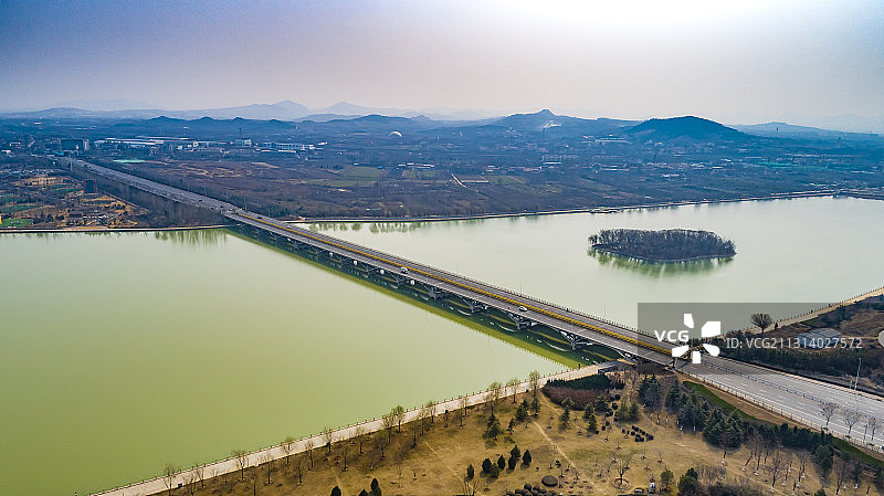 淄博淄江大桥航拍图片素材