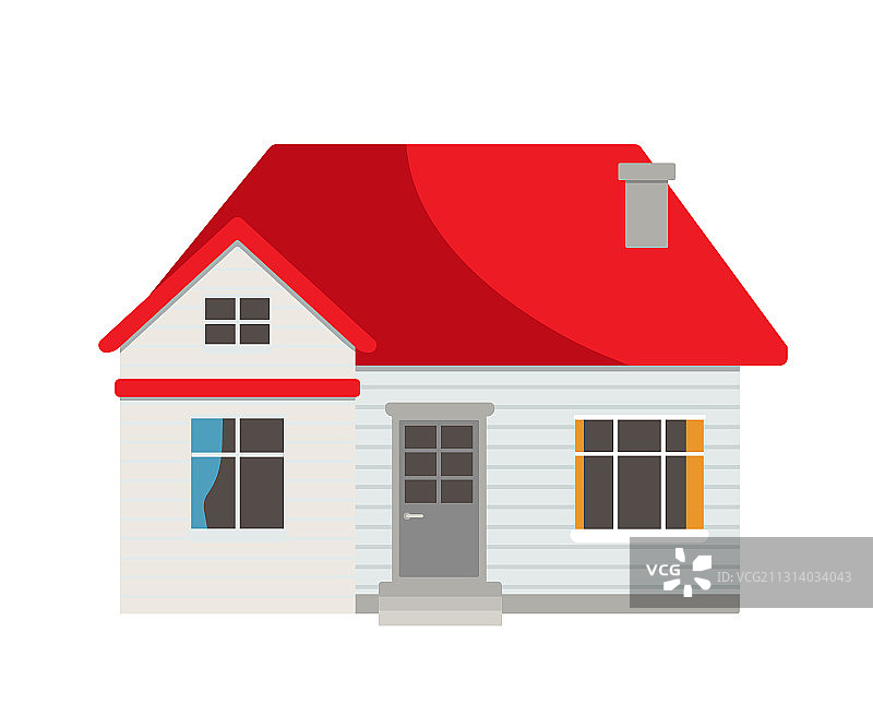 白色背景上的小型郊区住宅图片素材