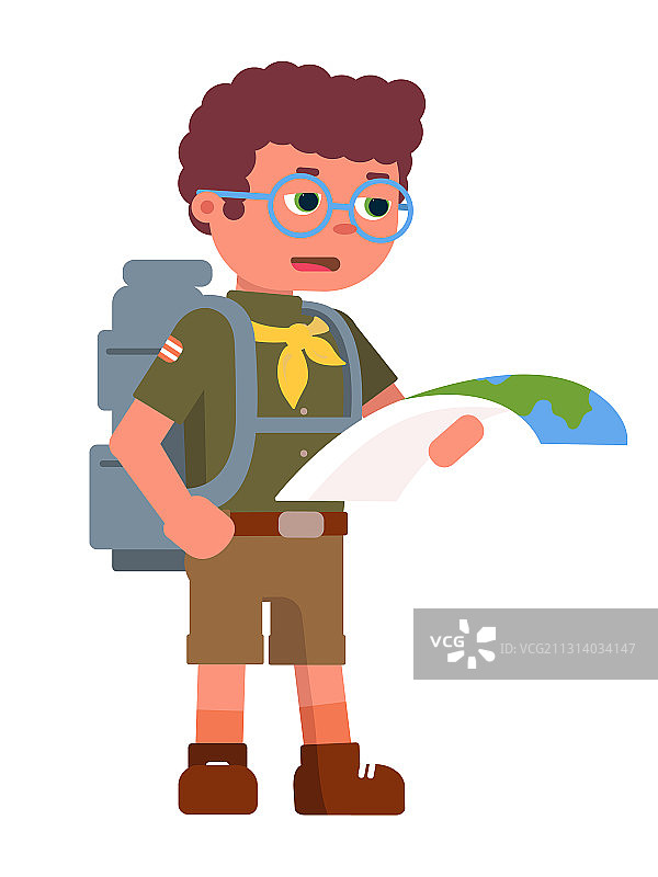 拿着地图的童子军图片素材