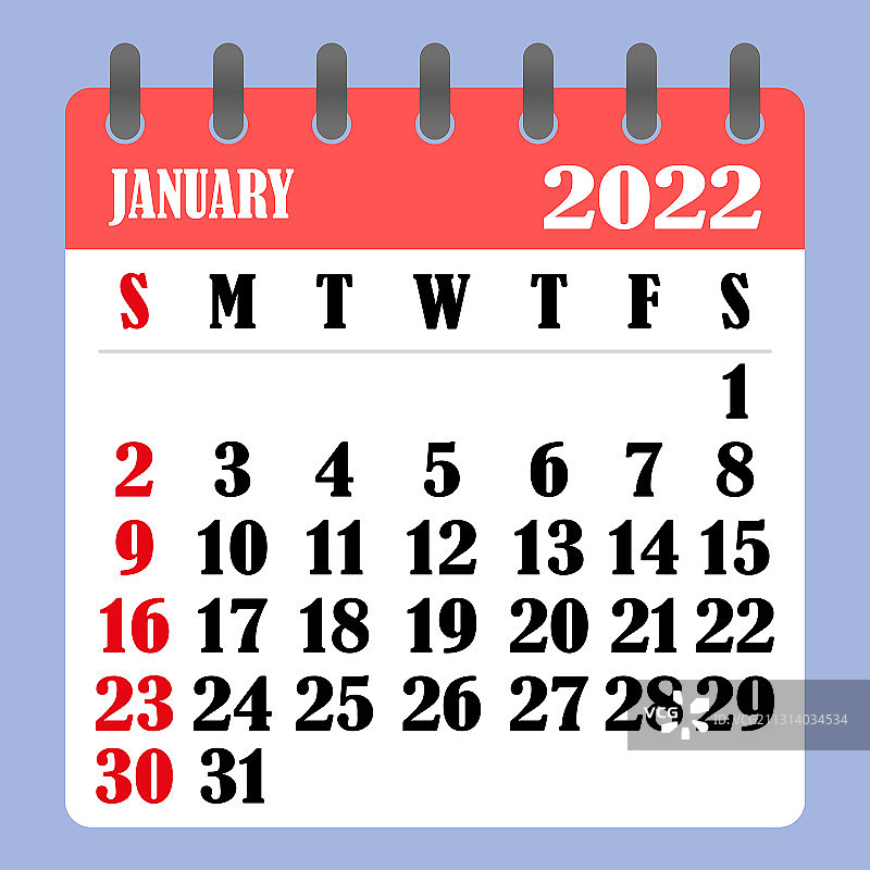 2022年1月的信函日历开始图片素材