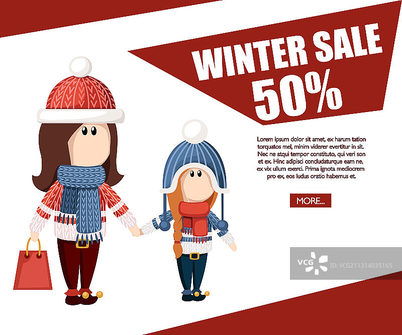 女士拿着纸袋，冬季促销特卖图片素材