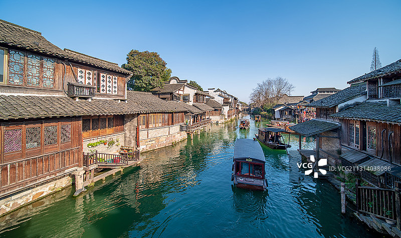 浙江省嘉兴市桐乡市5A级景区乌镇，江南第一水乡古镇图片素材