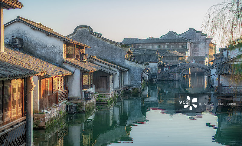 浙江省嘉兴市桐乡市5A级景区乌镇，江南第一水乡古镇图片素材