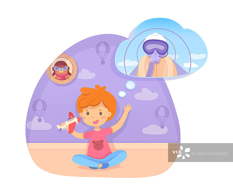 玩玩具飞机梦想成为飞行员的男孩图片素材