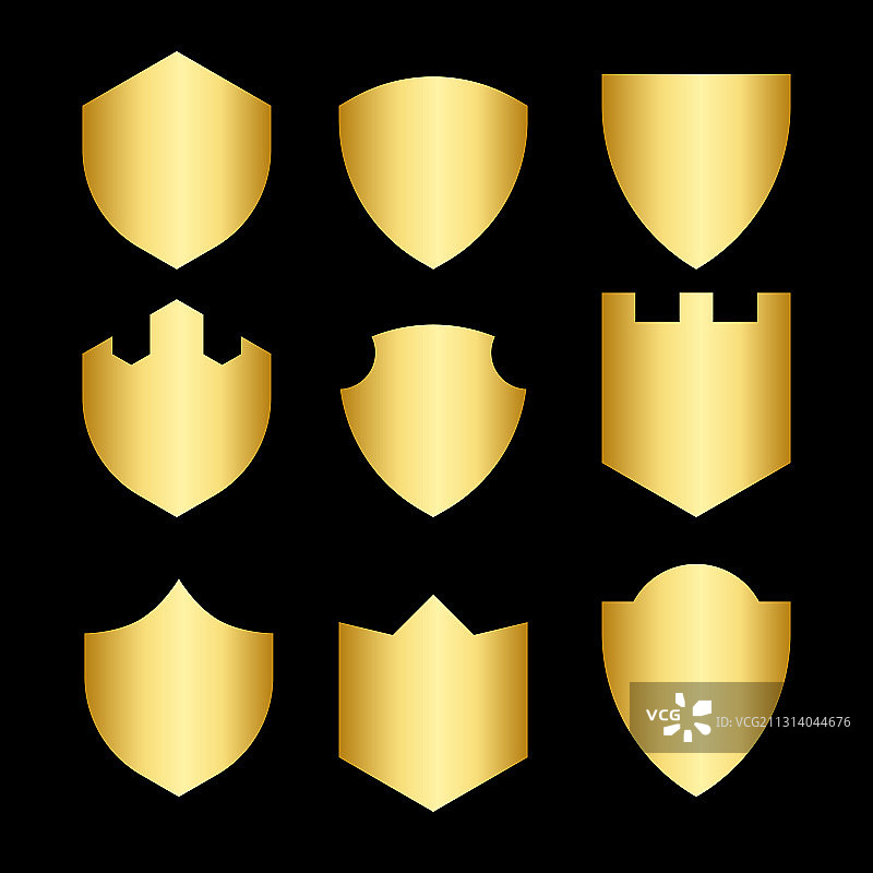 金色盾牌形状合集图片素材
