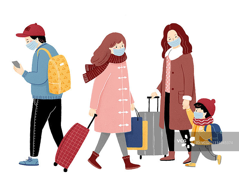 疫情放假戴口罩旅行图片素材