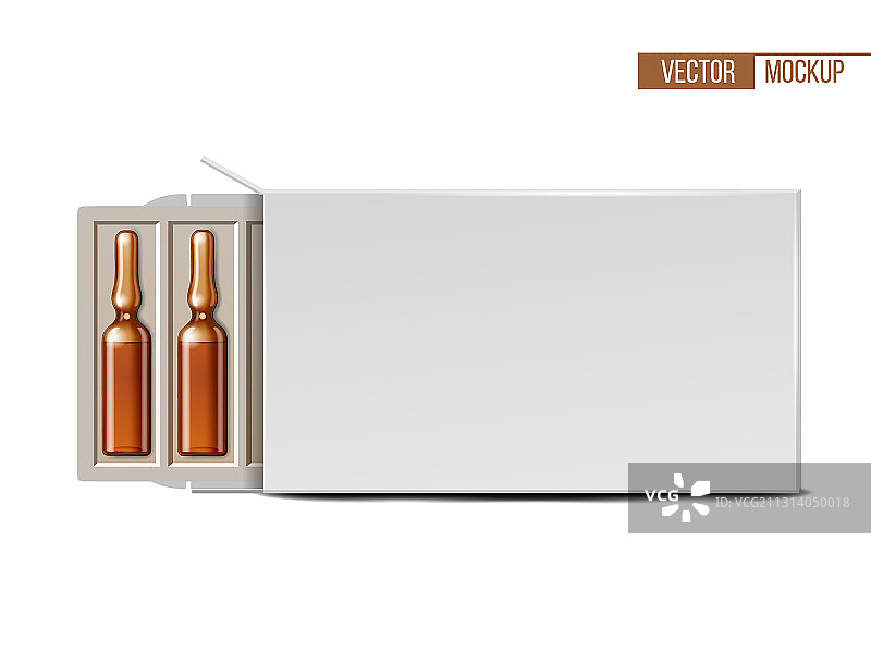 白色背景上的透明玻璃医药安瓿瓶图片素材