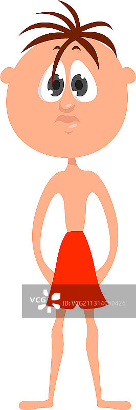 穿橙色拳击短裤的男人，白色背景图片素材