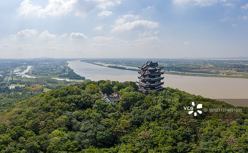 安徽省马鞍山市采石矶风景区航拍风光图片素材