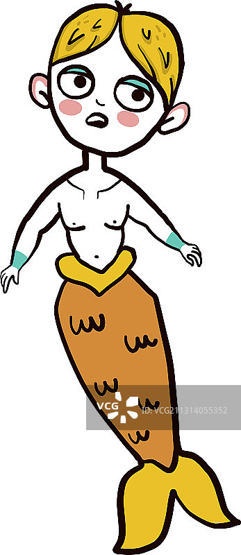 白色背景上的美人鱼男人图片素材