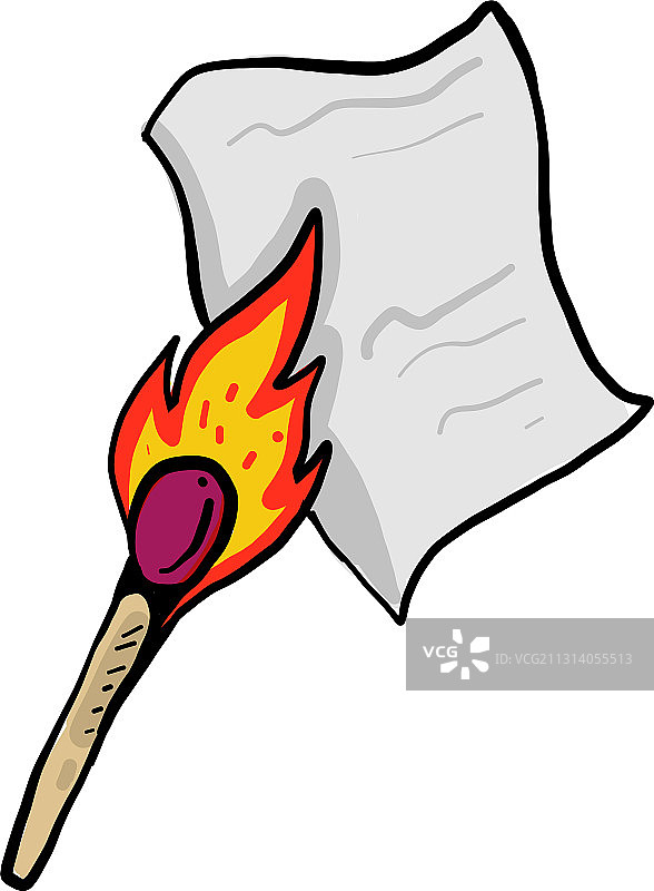 白色背景上的燃烧的纸图片素材