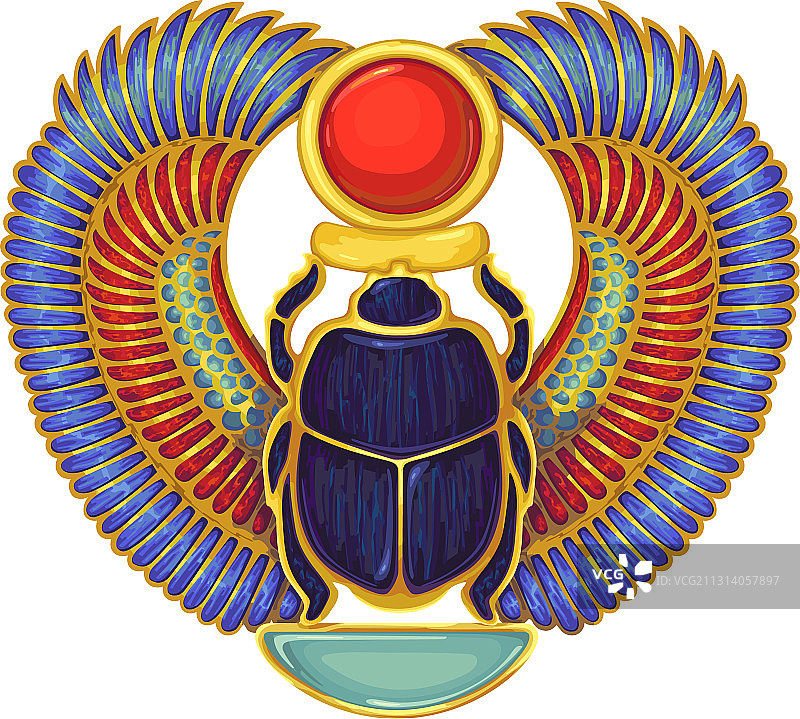 圣甲虫埃及象形文字和古老符号图片素材