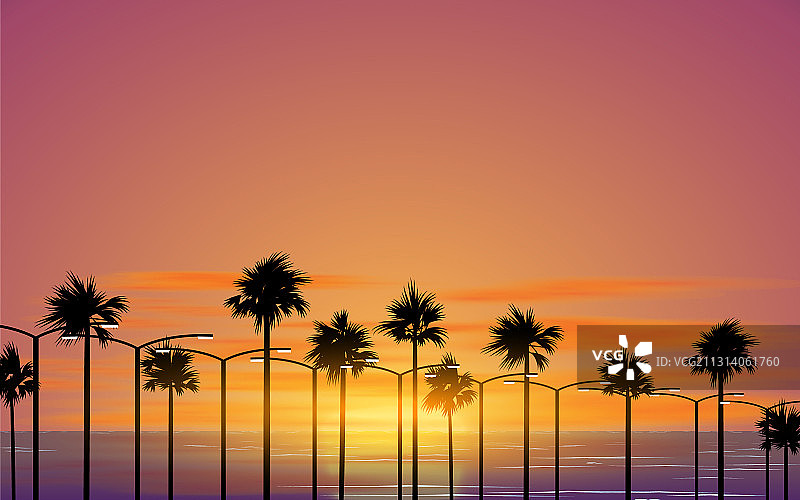 日落海滩风景图片素材