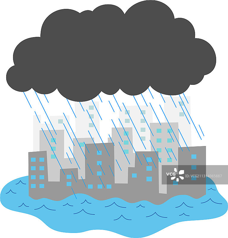 暴雨和洪水损坏的建筑物图片素材