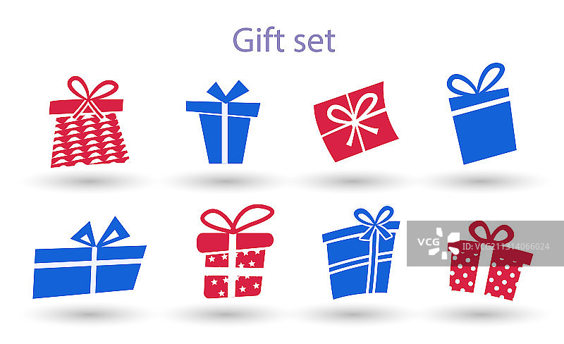 红色和蓝色礼品盒合集图片素材