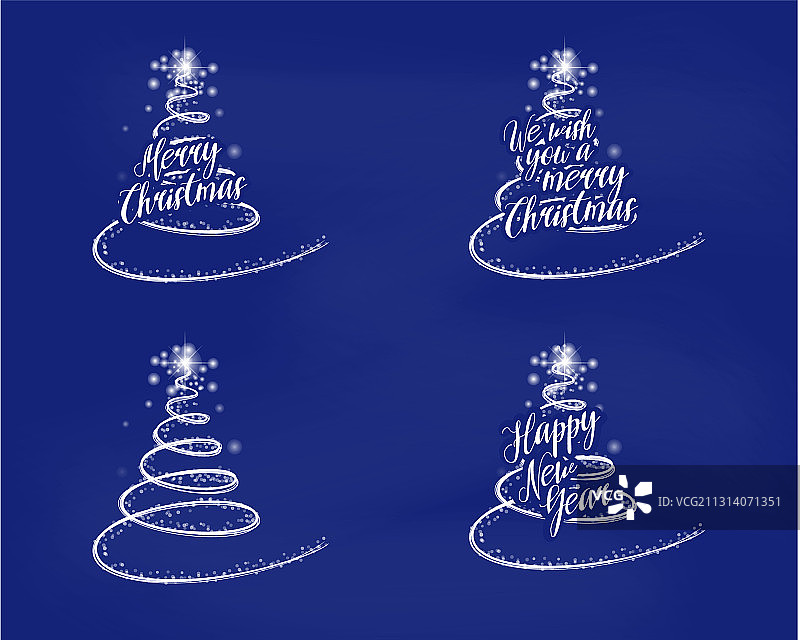 圣诞树节日贺卡套装图片素材