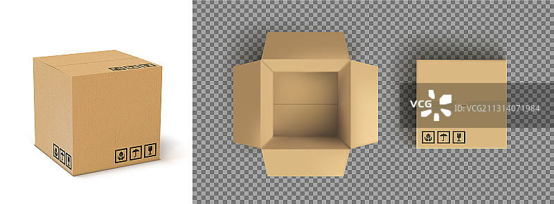 3D空白打开和关闭纸箱图片素材
