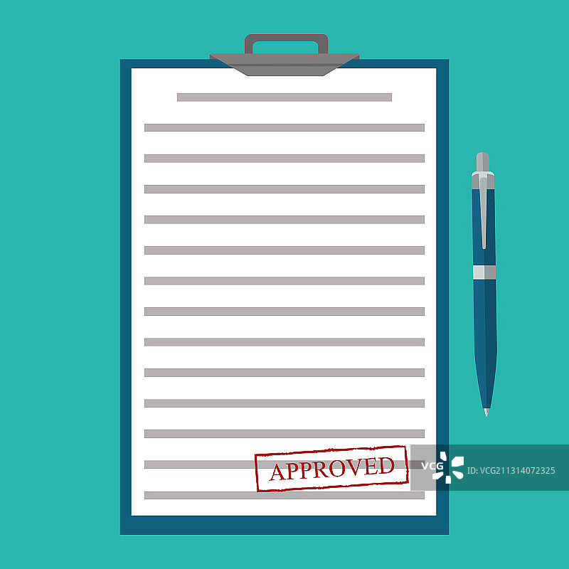 扁平风格已批准文件绿色印章图片素材