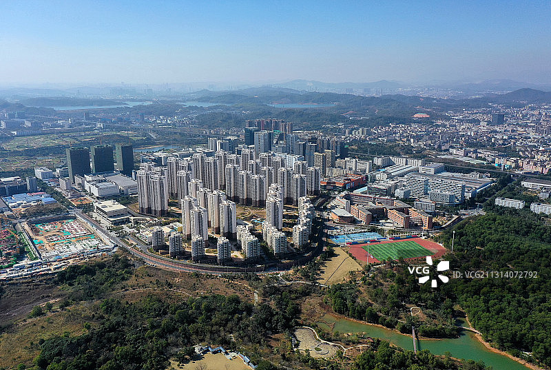 广东省深圳市聚龙山生态公园航拍图片素材