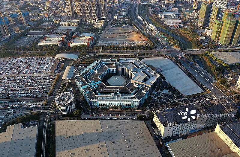 广东省深圳市坪山区比亚迪汽车总部航拍图片素材