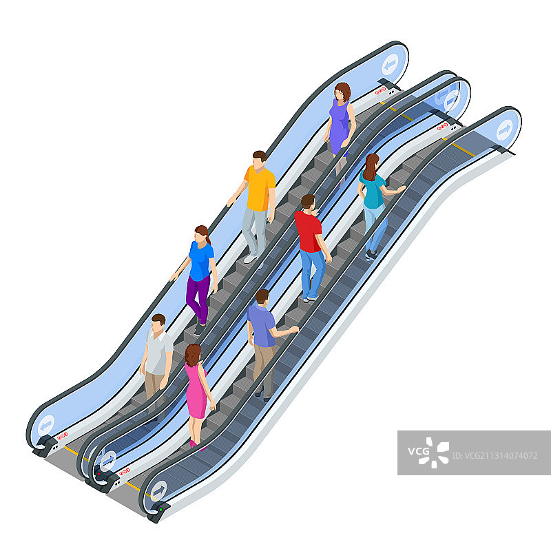 2.5D自动扶梯（白色背景）图片素材