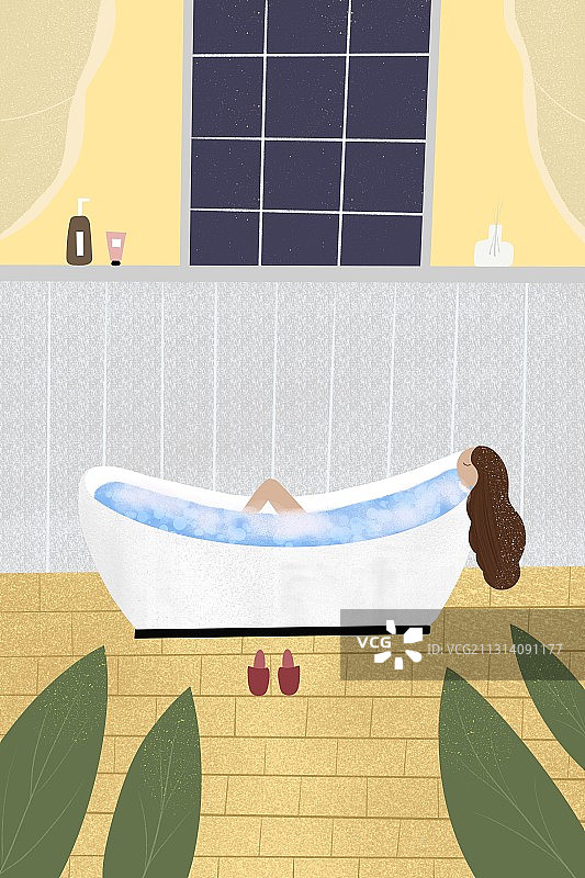 沐浴的女孩图片素材