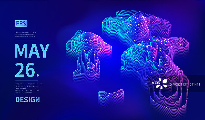 矢量三维抽象梯田山体科技概念类海报图片素材