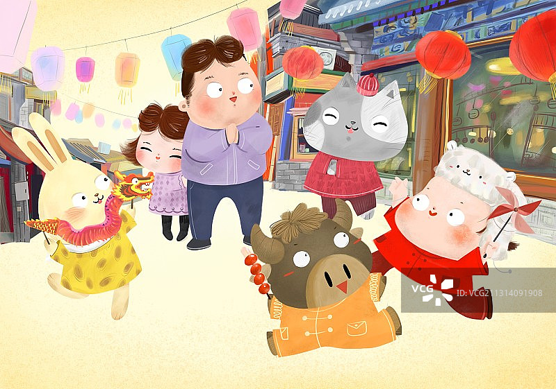 大年初一逛街图片素材