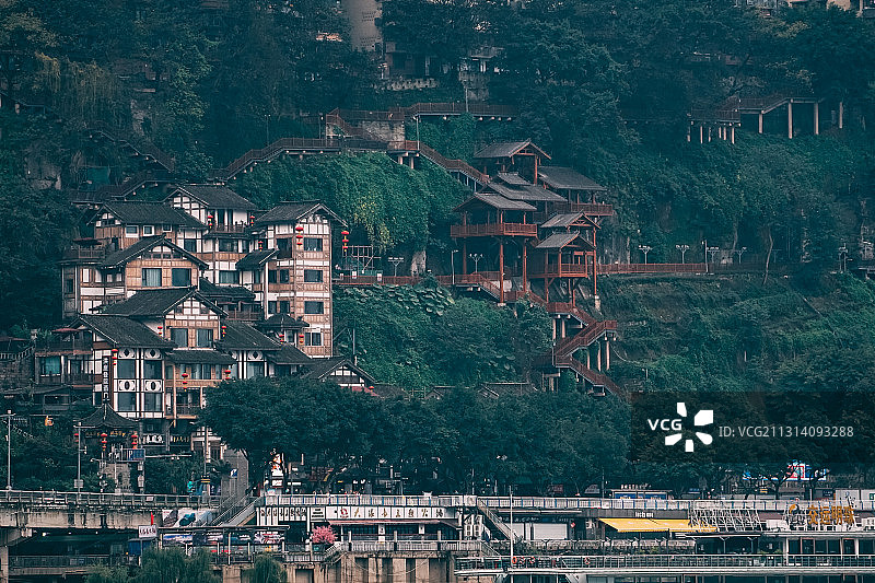 森林中的洪崖洞图片素材