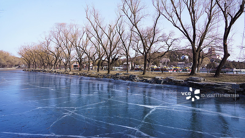 冬日景象 中国 北京 颐和园西堤  冰裂 蓝冰图片素材