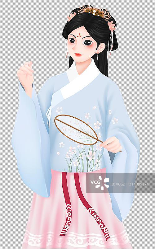 手拿团扇的汉服古典美女图片素材