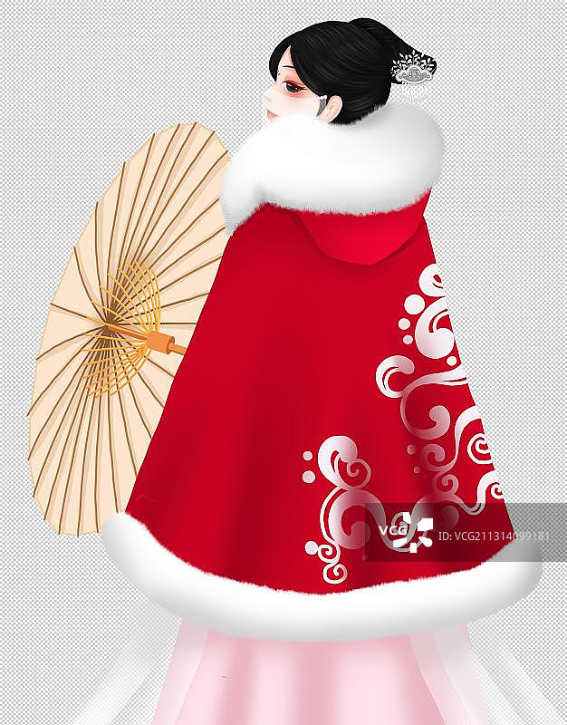 穿斗篷的汉服古典美女图片素材