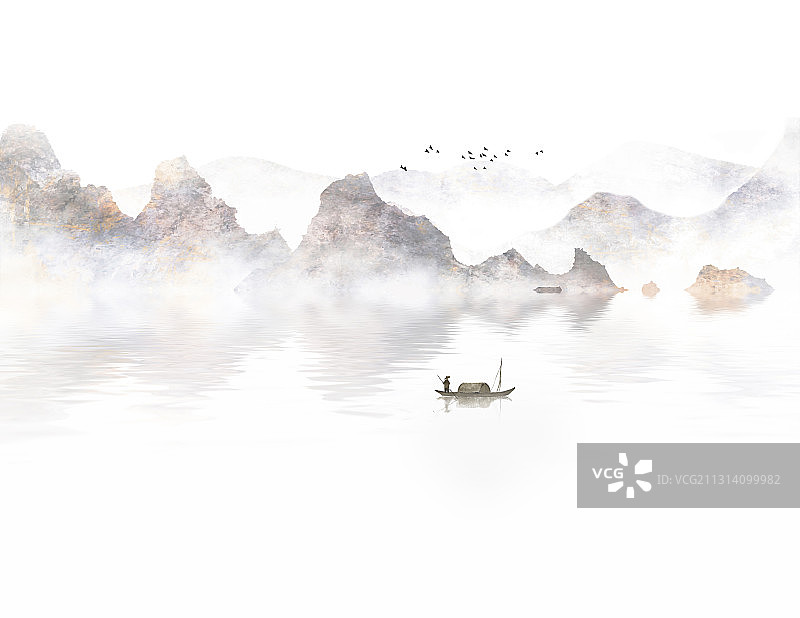 中国风水墨意境山水画图片素材