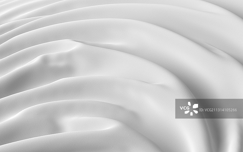 白色的褶皱布料背景 3D渲染图片素材