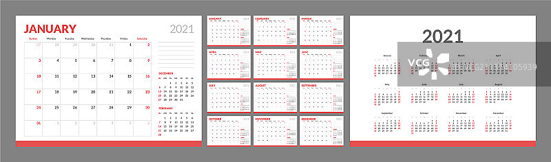 2021年周日开始的日历图片素材