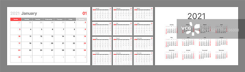 2021年周日开始的日历图片素材