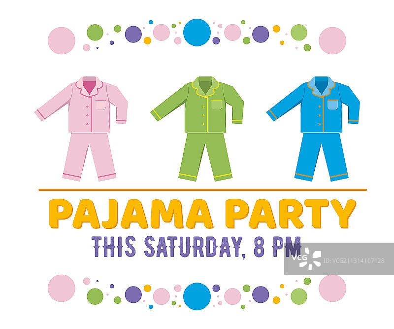 白色背景上的睡衣派对图片素材