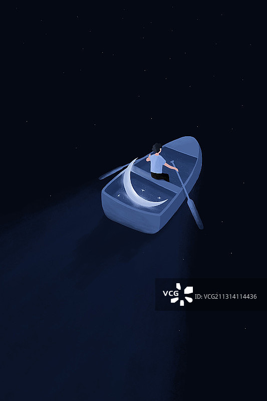 星空划船图片素材