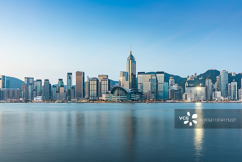 香港维多利亚港城市天际线图片素材