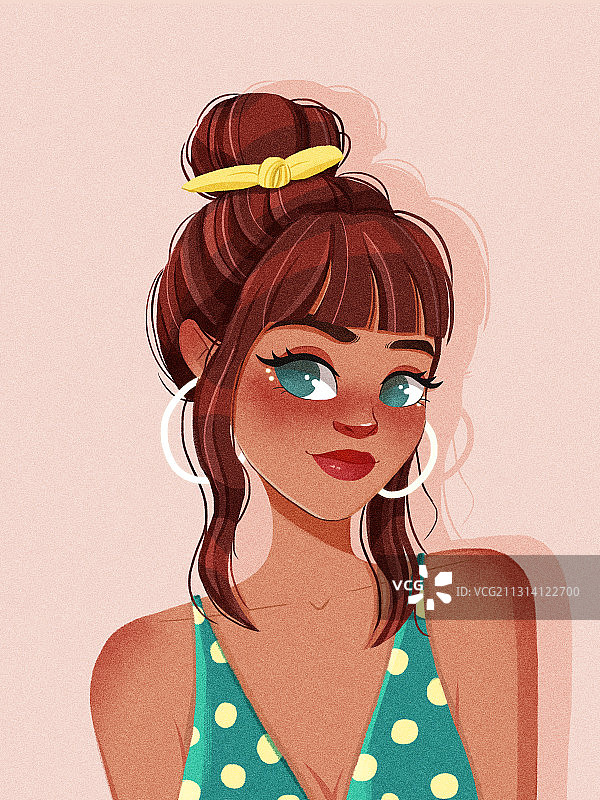 欧美风女孩插画图片素材