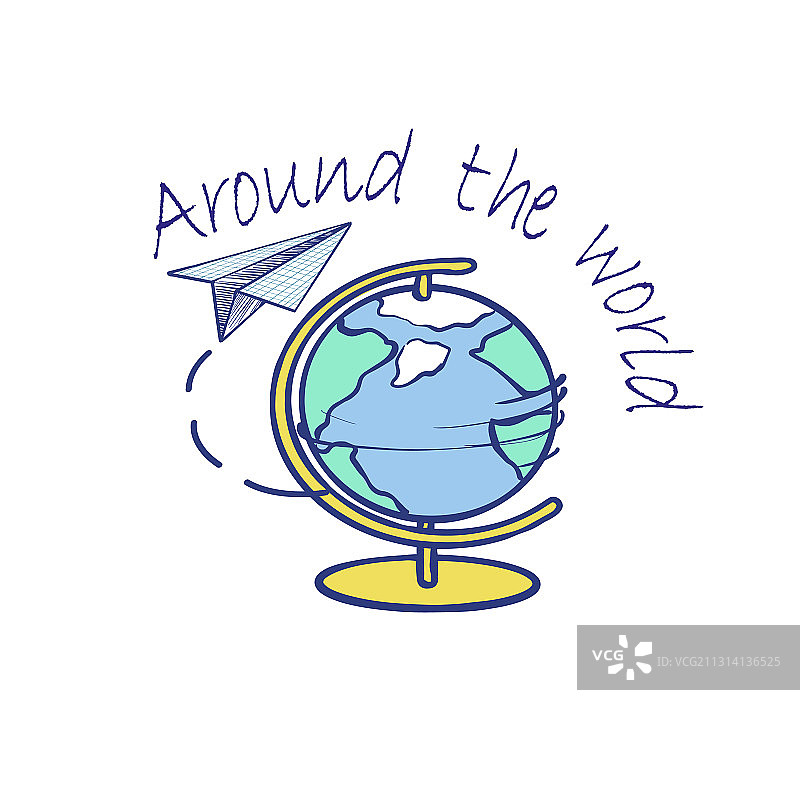 纸飞机环绕地球旅行图片素材